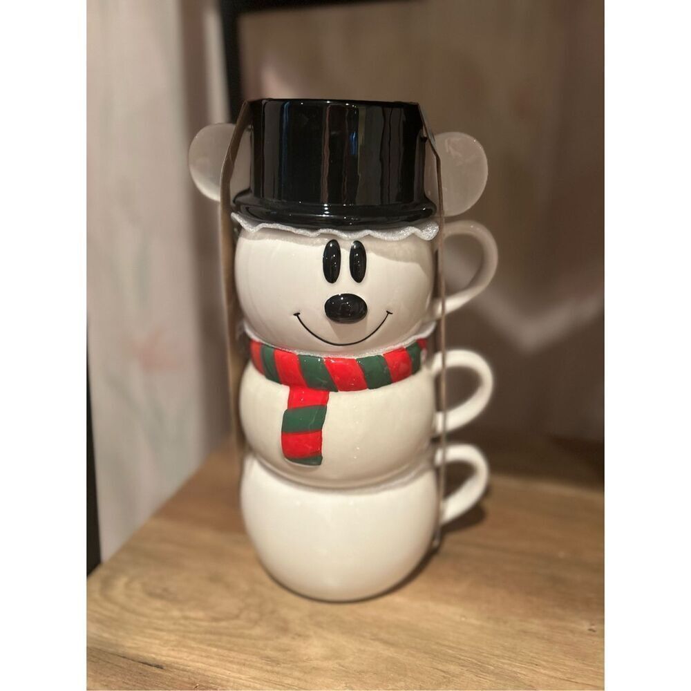Disney Mickey Mouse Snowman Stacking Mugs